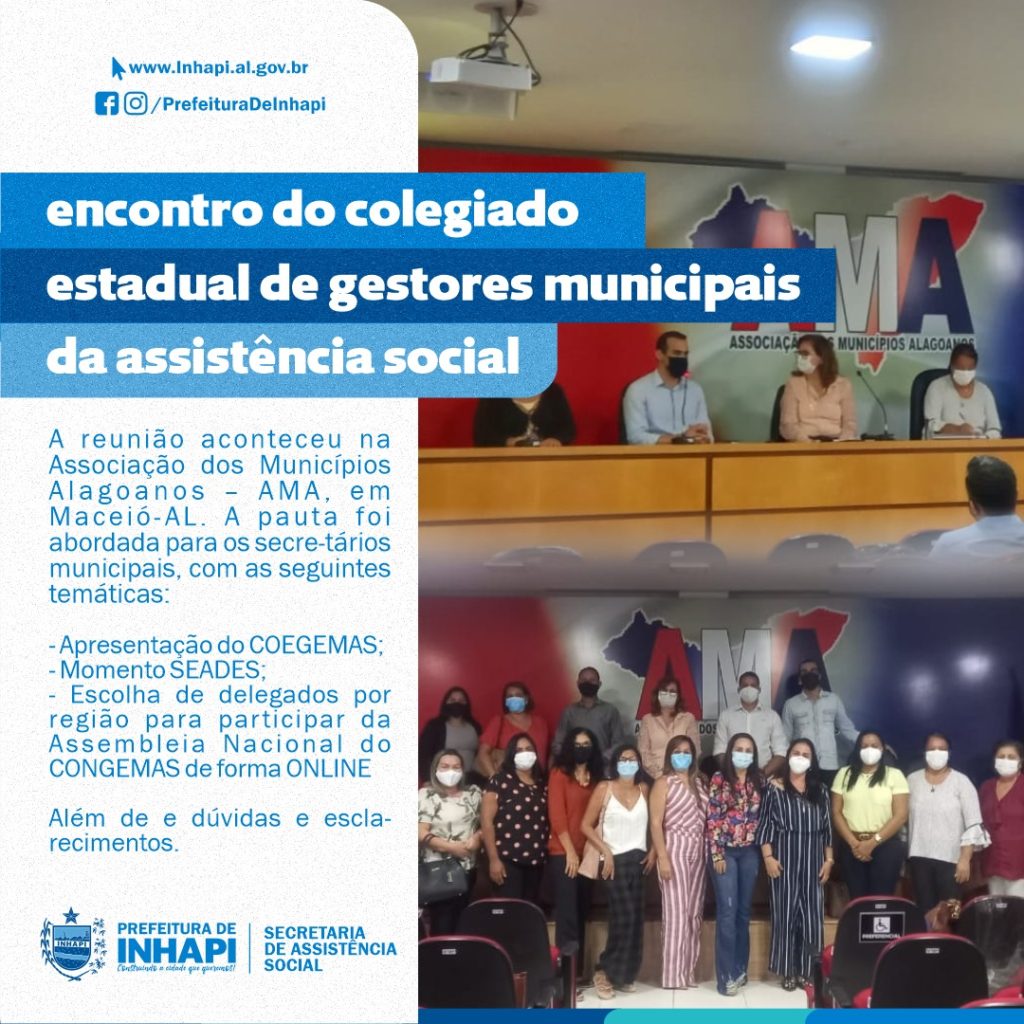 Equipe da prefeitura de Inhapi participa de encontro do Colegiado Estadual de Gestores Municipais da Assistência Social