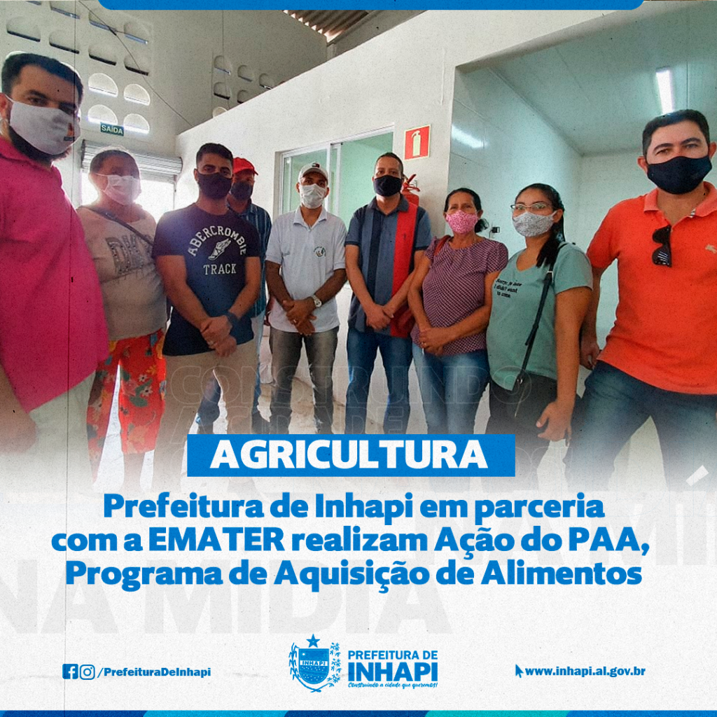 A Prefeitura de Inhapi através da Secretaria de Agricultura e em parceria com a Emater realizaram esta semana ação do PAA, Programa de Aquisição de Alimentos.