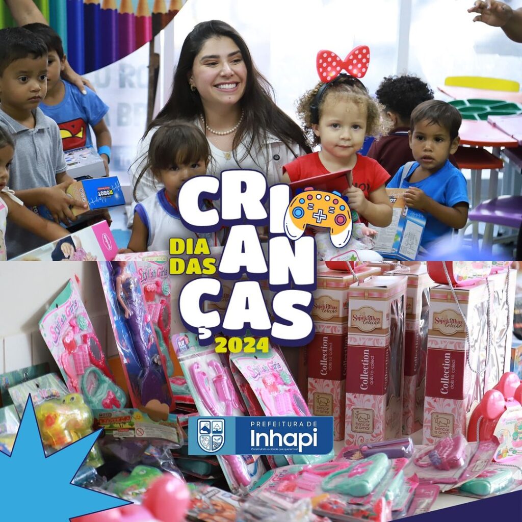 Prefeitura realiza dia das crianças com entrega de brinquedos e parque de diversões gratuito.